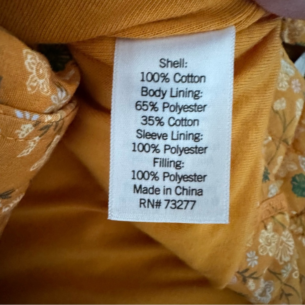 Sonoma yellow cotton floral quilted full zip jacket ladies Small NWT - Picture 5 of 9